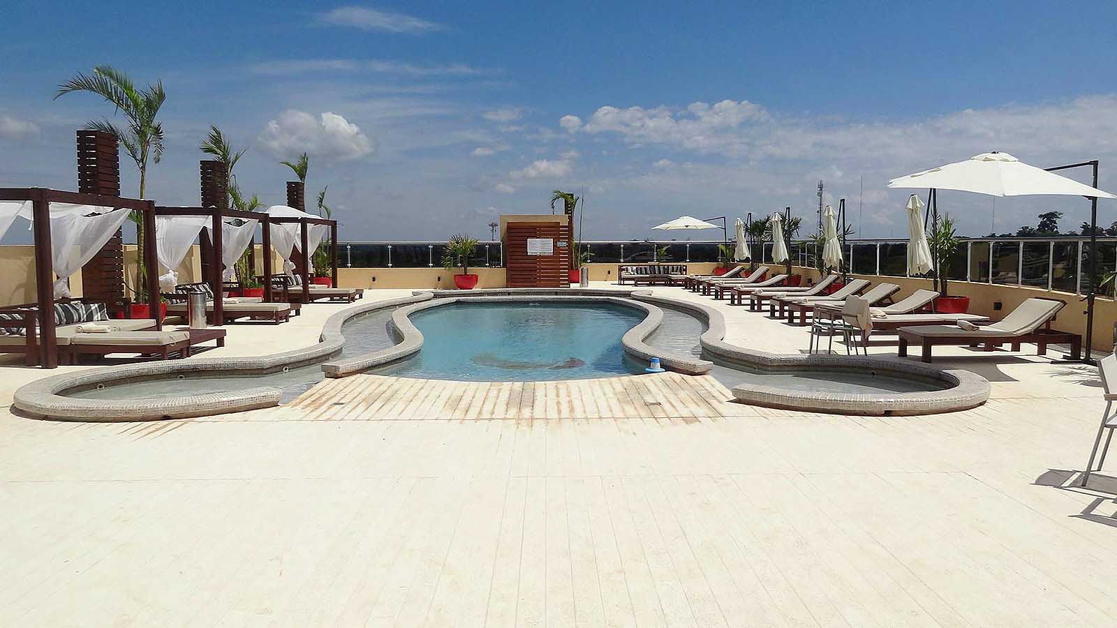 The rooftop swimming pool