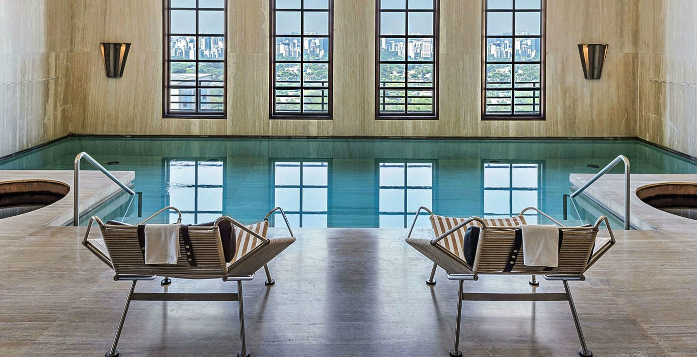 The hotel&rsquo;s indoor pool area 