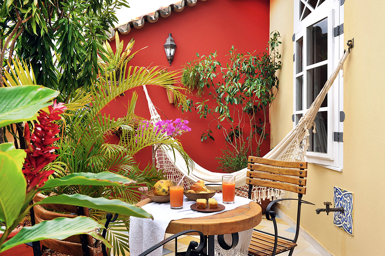 A private terrace pertaining to one of the smaller rooms