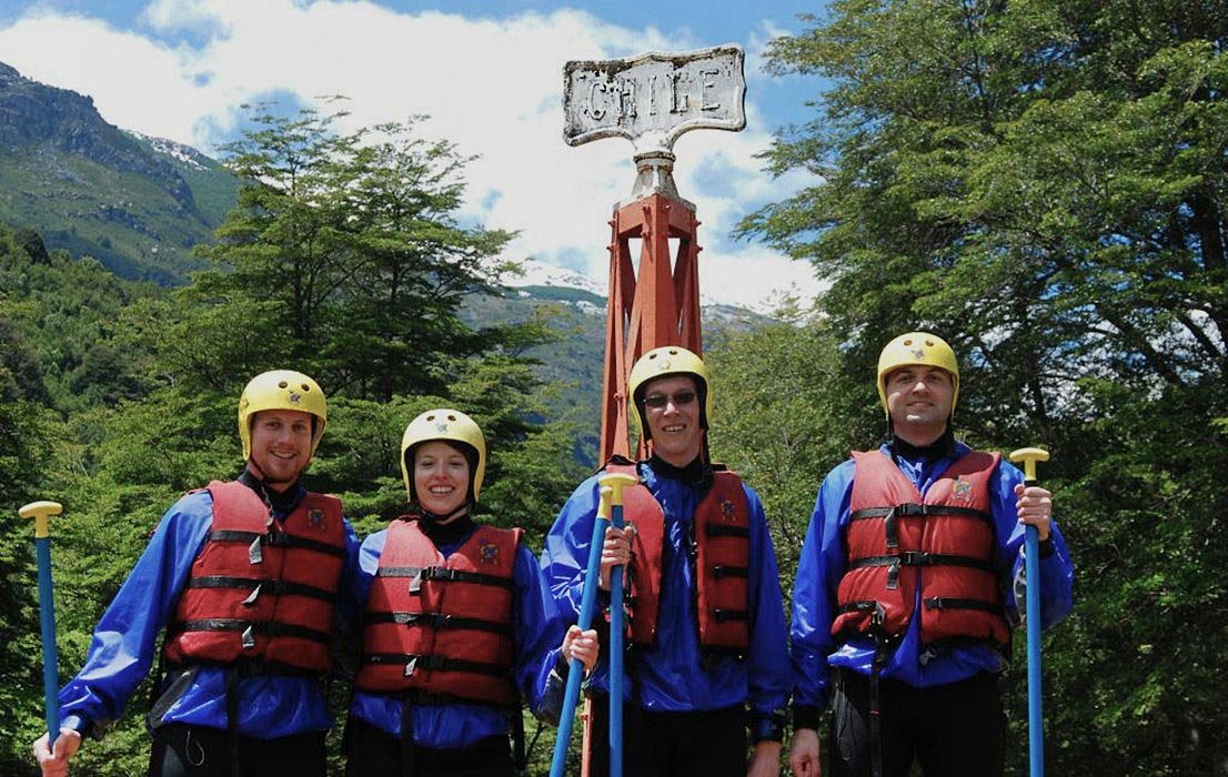 Standing tall having just proudly navigated the rapids to the Chilean border