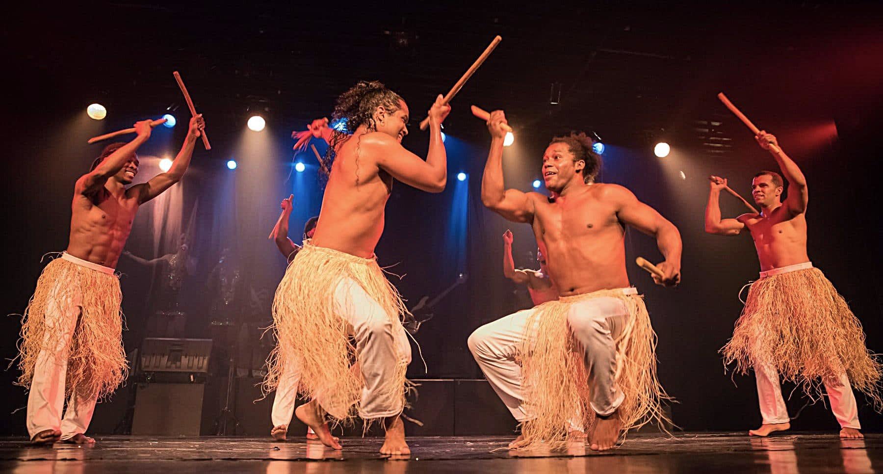 Maculele is an indinegous dance where sticks are rhythmically banged together among dancers