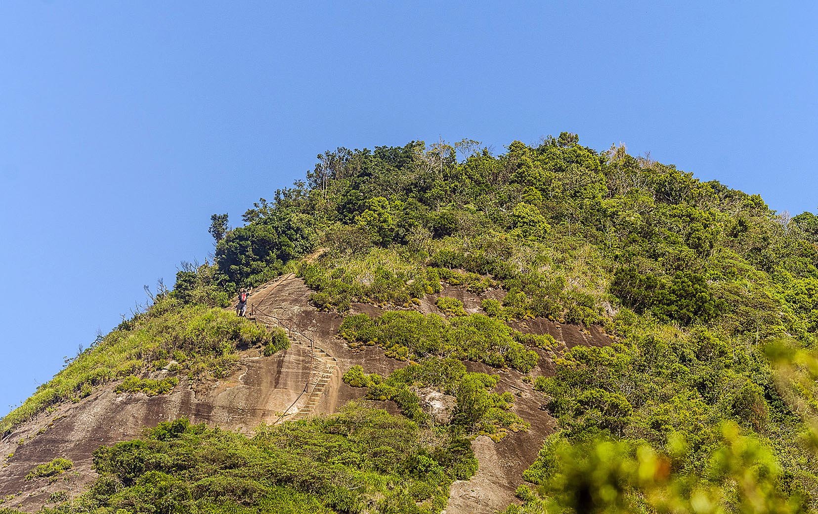 The stone staircase at the summit of the Tijuca peak