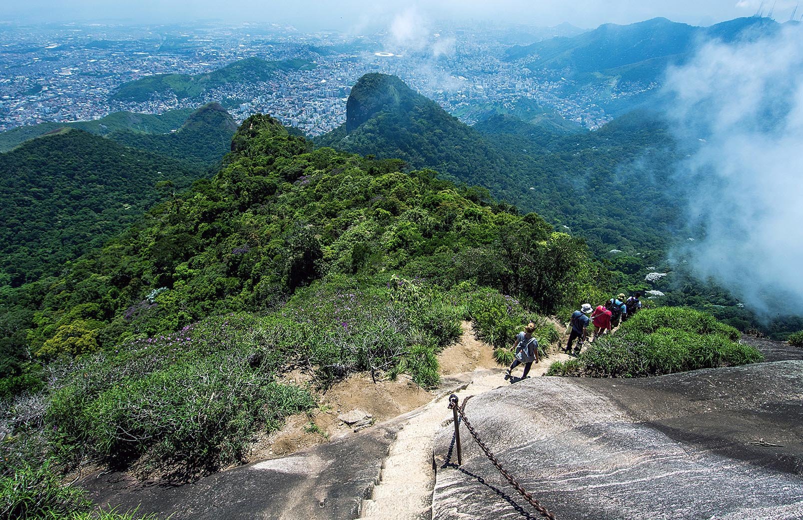 Descending from the peak