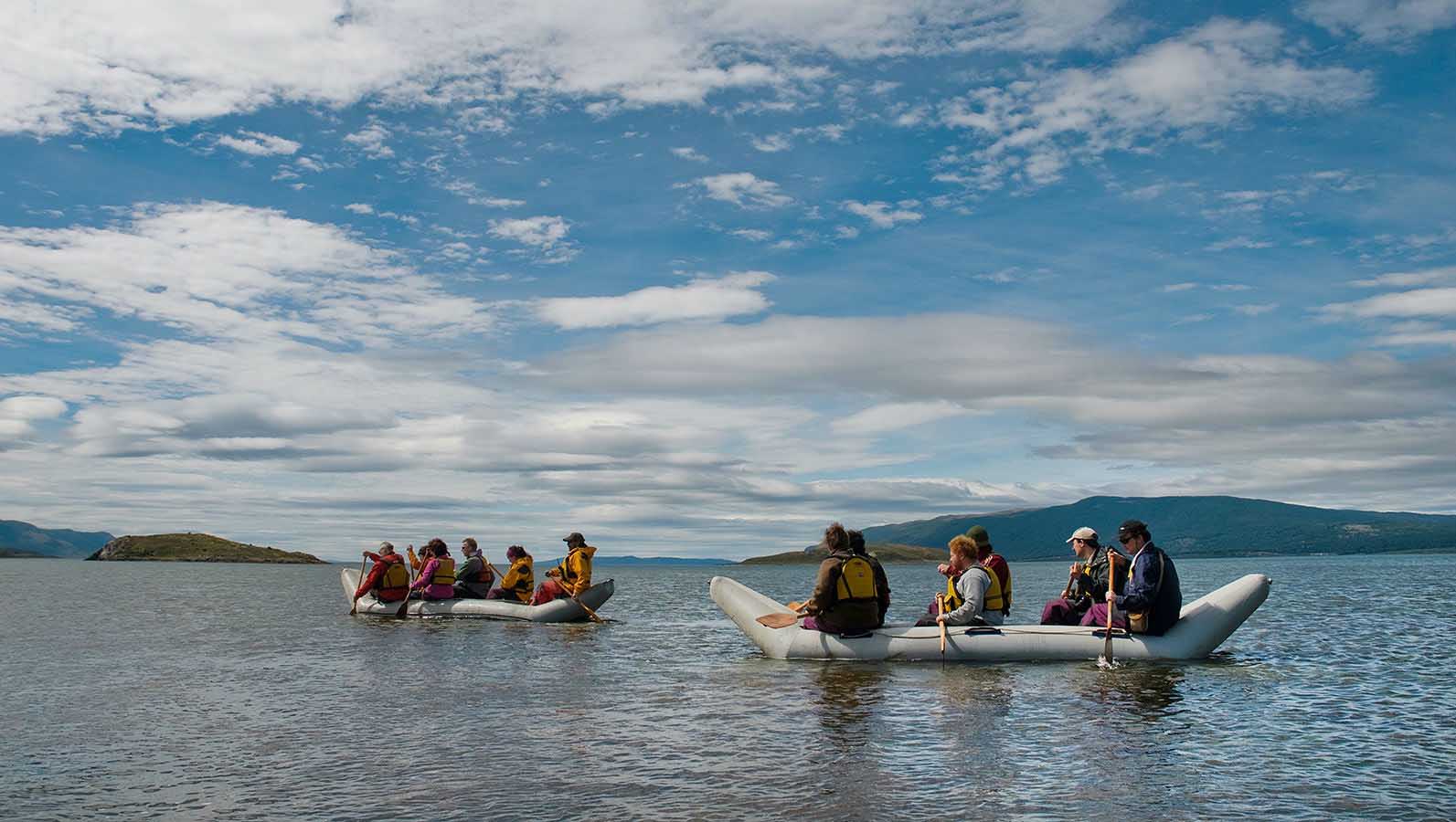 Putting our sea legs to the test as we start paddling on the Beagle Channel