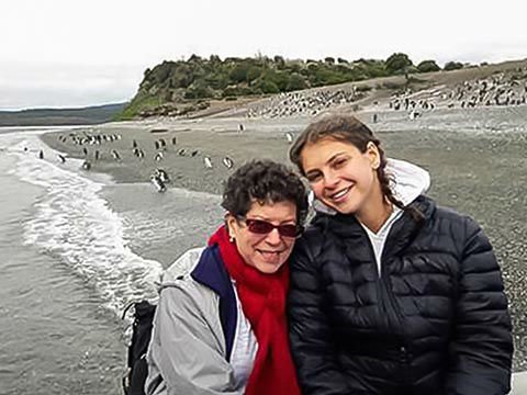 Larisa & Lila up close and personal with penguins in Patagonia