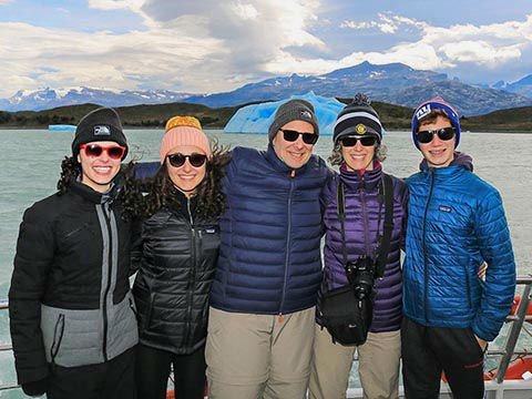 The Julie family enjoying a glaciers navigation in El Calafate
