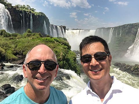 Robert & Vincent visiting the majestic Iguazu Falls