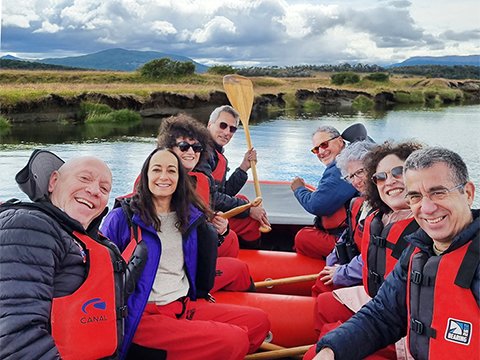 Friends ready to conquer the wild rapids