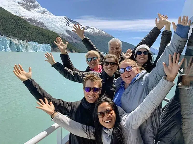 The Cohen family on a boat ride at the Glaciers Region